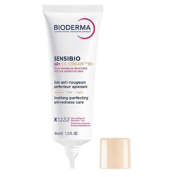Crema CC pentru piele sensibila cu factor de protectie SPF50+, nuanta Light Tint Sensibio AR+, Bioderma | 40 ml — poza produs 3/14