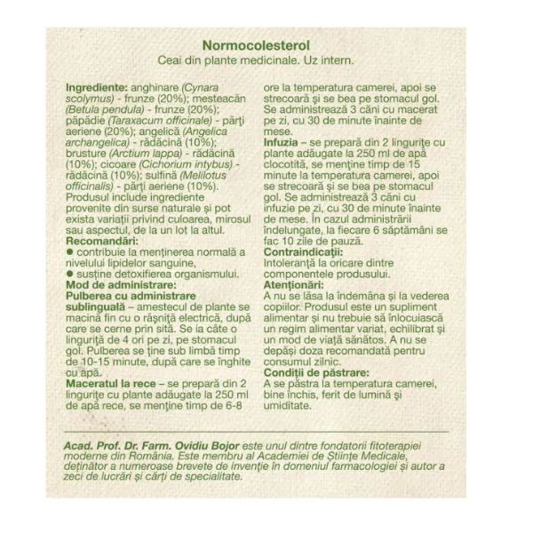 Poza produs Ceai Normocolesterol, Dacia Plant | 50 g