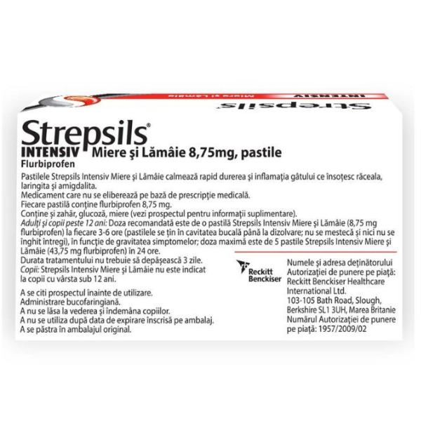 Poza produs Strepsils Intensiv Miere si Lamaie, Reckitt Benckiser | 16 pastile