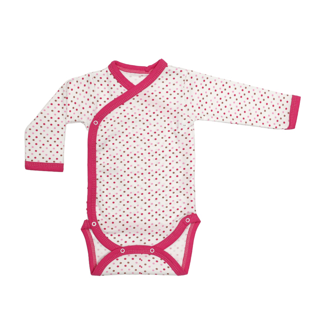 Poza produs Body 6 capse maneca lunga RB10 alb/bulinute colorate, Rombaby | 6/9 luni
