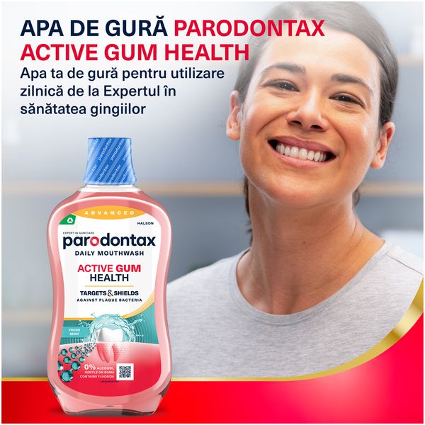 Poza produs Apa de gura Parodontax Active Gum Helth Fresh Mint, Glaxo | 500 ml