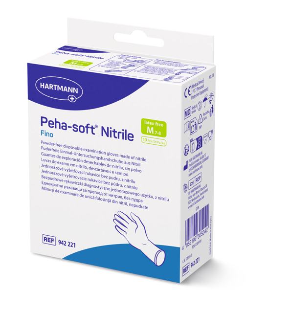 Poza produs Manusi din nitril Peha-Soft Fino, marimea M (7-8), Hartmann | 10 bucati