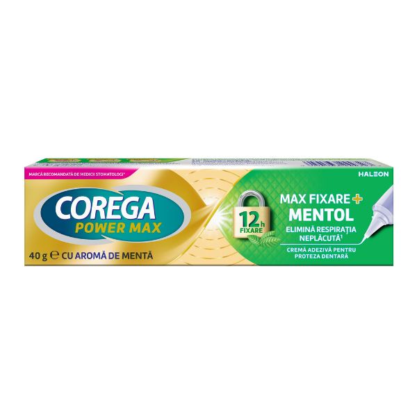 Poza produs Crema adeziva pentru proteza dentara Max Fixare + Mentol Corega | 40 g