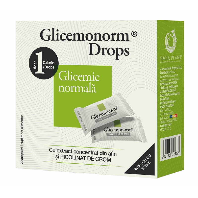 Poza produs Glicemonorm Drops, Dacia Plant | 20 bucati