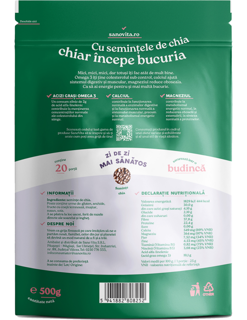 Poza produs Seminte de chia, SanoVita | 500 g