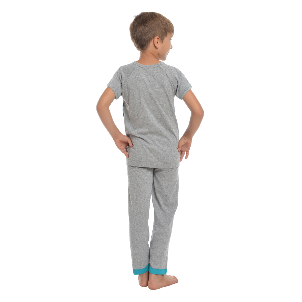 Pijama copii AT2104 gri/turcoaz Clock, Andana | marimea 36 (9/10 ani) — poza produs 3/4