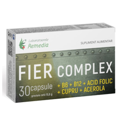 Fier Complex+B6+B12+Acid Folic+Cu+Acerola, Remedia | 30 capsule