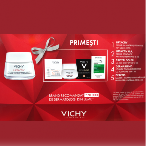Poza produs Xmas Pachet crema de zi antirid si fermitate pentru ten uscat Liftactiv HA, 50 ml, Vichy