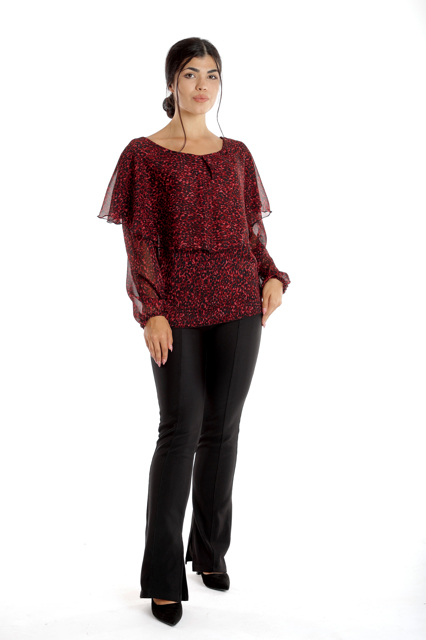 Poza produs Bluza voal dublu CI23079 visiniu animal print, Cesy | marimea S