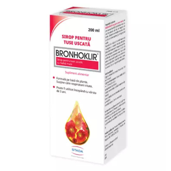 Poza produs Bronhoklir sirop pentru tuse uscata, Stada | 200 ml