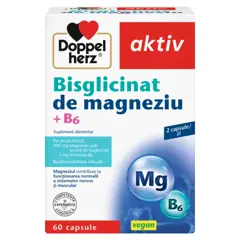Bisglicinat de magneziu + B6, Doppelherz Aktiv | 60 capsule