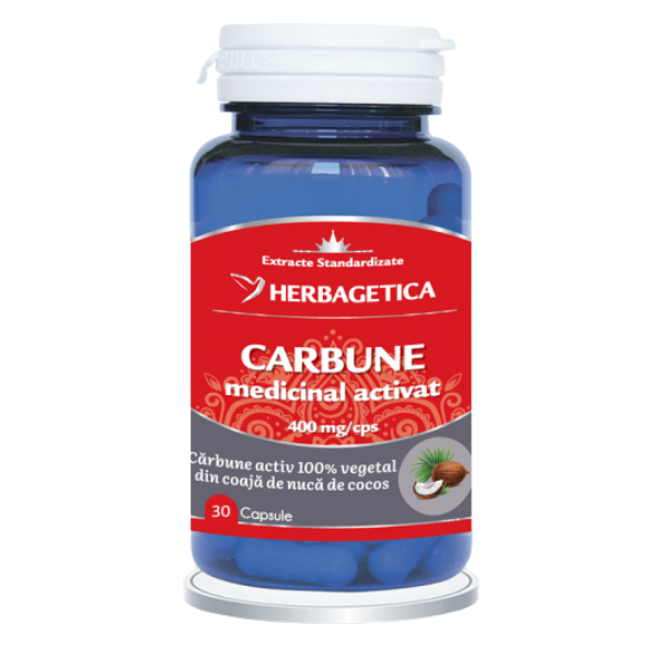 Poza produs Carbune medicinal activat, Herbagetica | 30 capsule