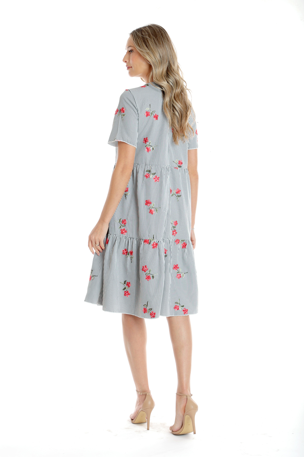 Poza produs Rochie volane CV25030 alb dungulite/broderie florala, Cesy | marimea S