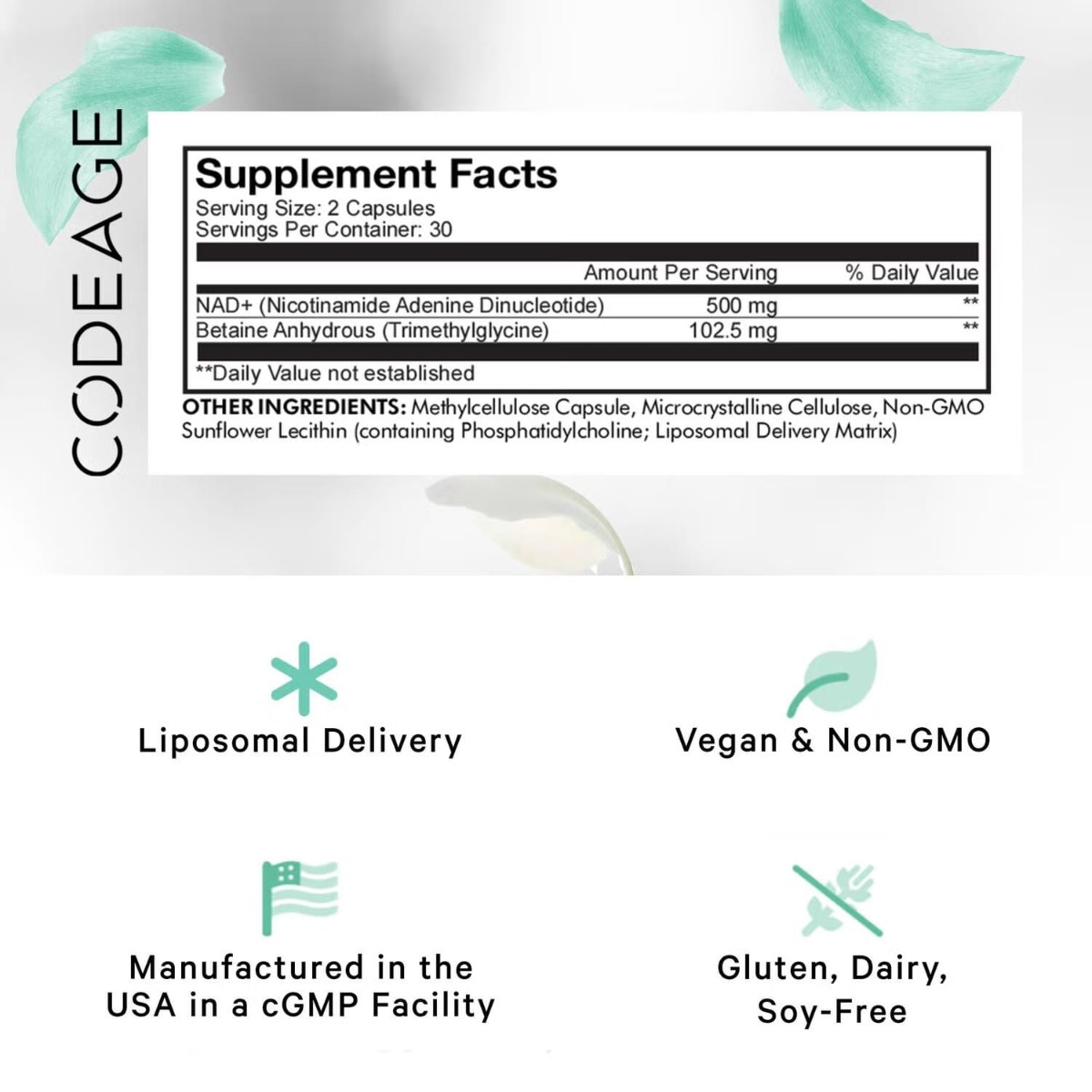 Poza produs GNC CODEAGE LIPOSOMAL NAD+ETERNAL 60CAPS 585138