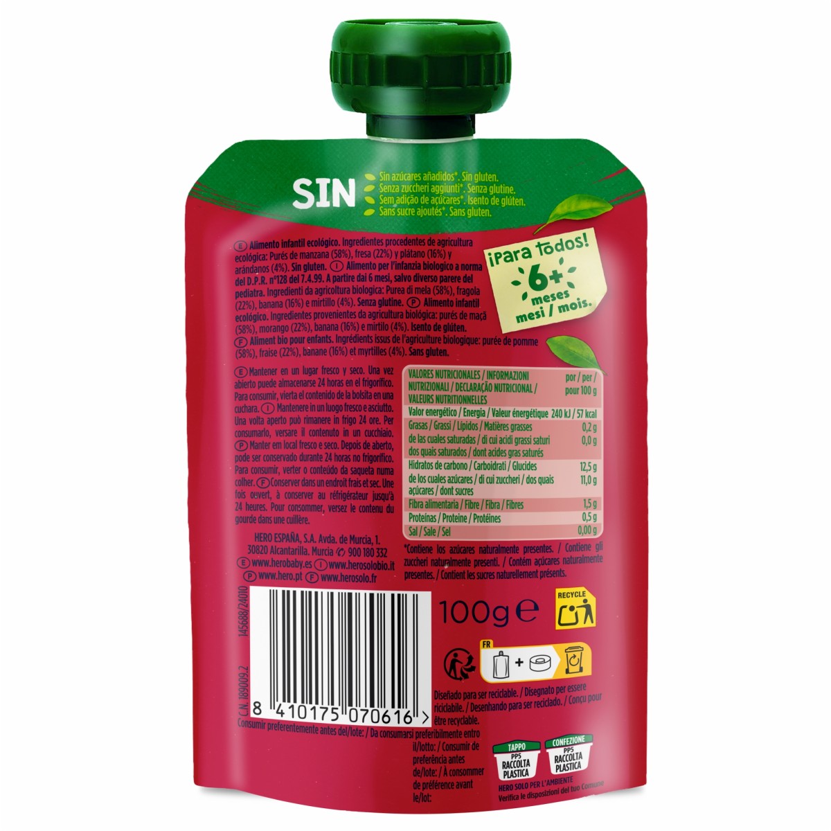 Poza produs Gustare ecologica Mar, Banana si Morcov Solo 4+ luni, Hero | 100 g