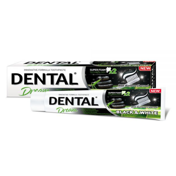 Poza produs Pasta de dinti Dental Dream BLACK & WHITE cu carbune activ, Rubella | 100 ml