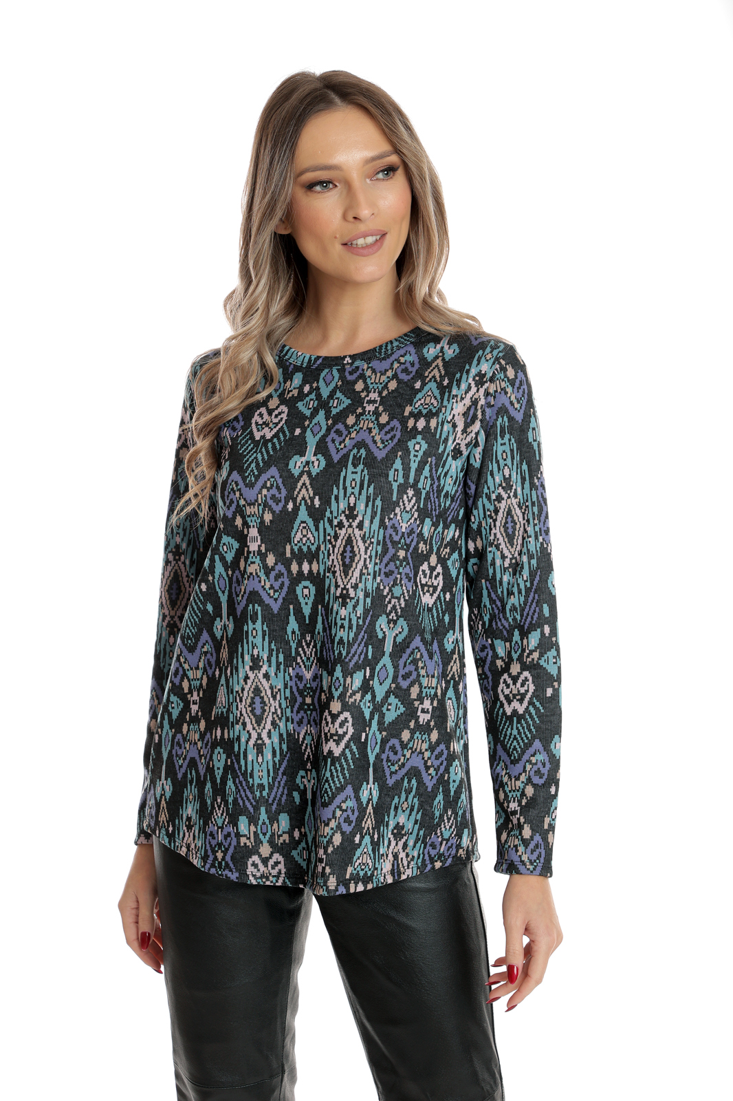 Poza produs Bluza CI25011 bleumarin & mov & turcoaz arabesc, Cesy | marimea XXL