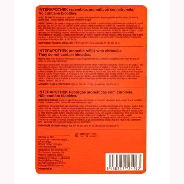 Poza produs Rezerve bratara antitantari din neopren cu Citronella, Interapothek | 2 buc