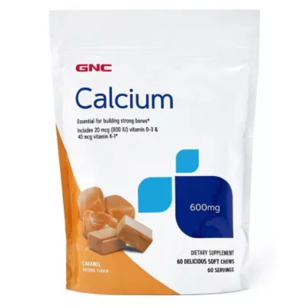 Poza produs Calciu caramele cu aroma caramel Calcium Soft Chews 600 mg, GNC | 60 caramele