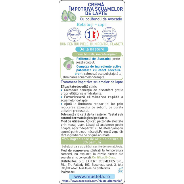 Poza produs Crema impotriva scuamelor de lapte, Mustela | 40 ml