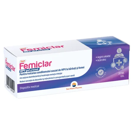 Poza produs Femiclar HPV gel vaginal, Sun Wave Pharma | 20 ml