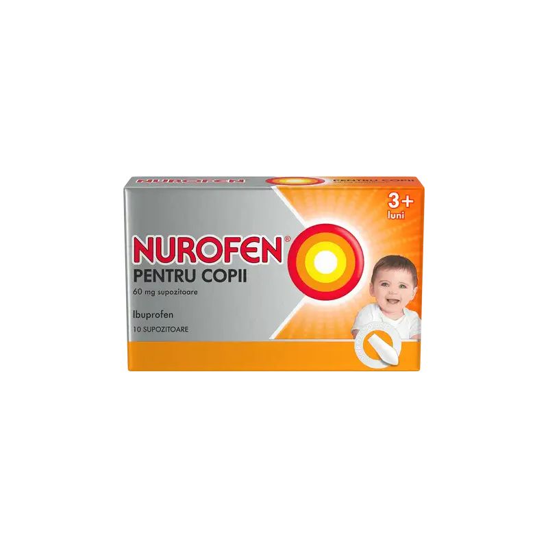 Poza produs Supozitoare Nurofen pentru copii 3 luni+ 60 mg | 10 supozitoare