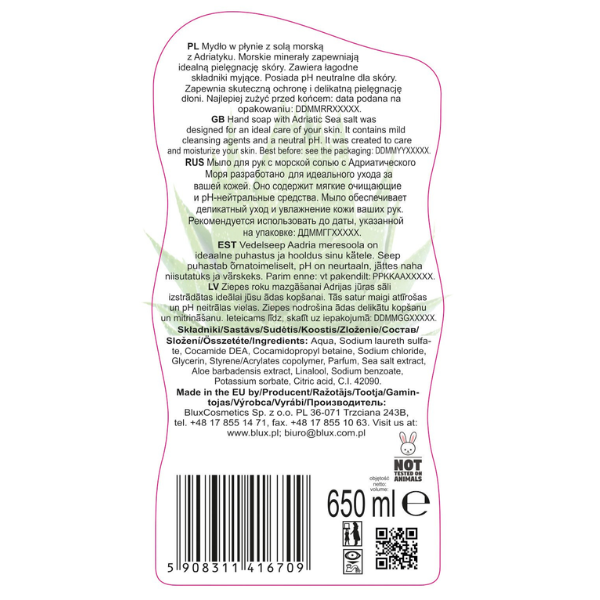Poza produs Sapun lichid Saruri Marine Naturaphy, Blux | 650 ml