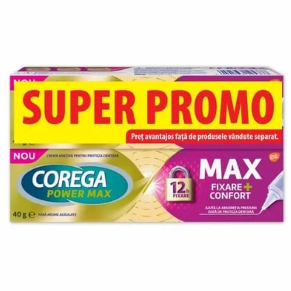 Poza produs COREGA POWER MAX FIXARE+CONFORT 40G 1+1 PACHET SPECIAL