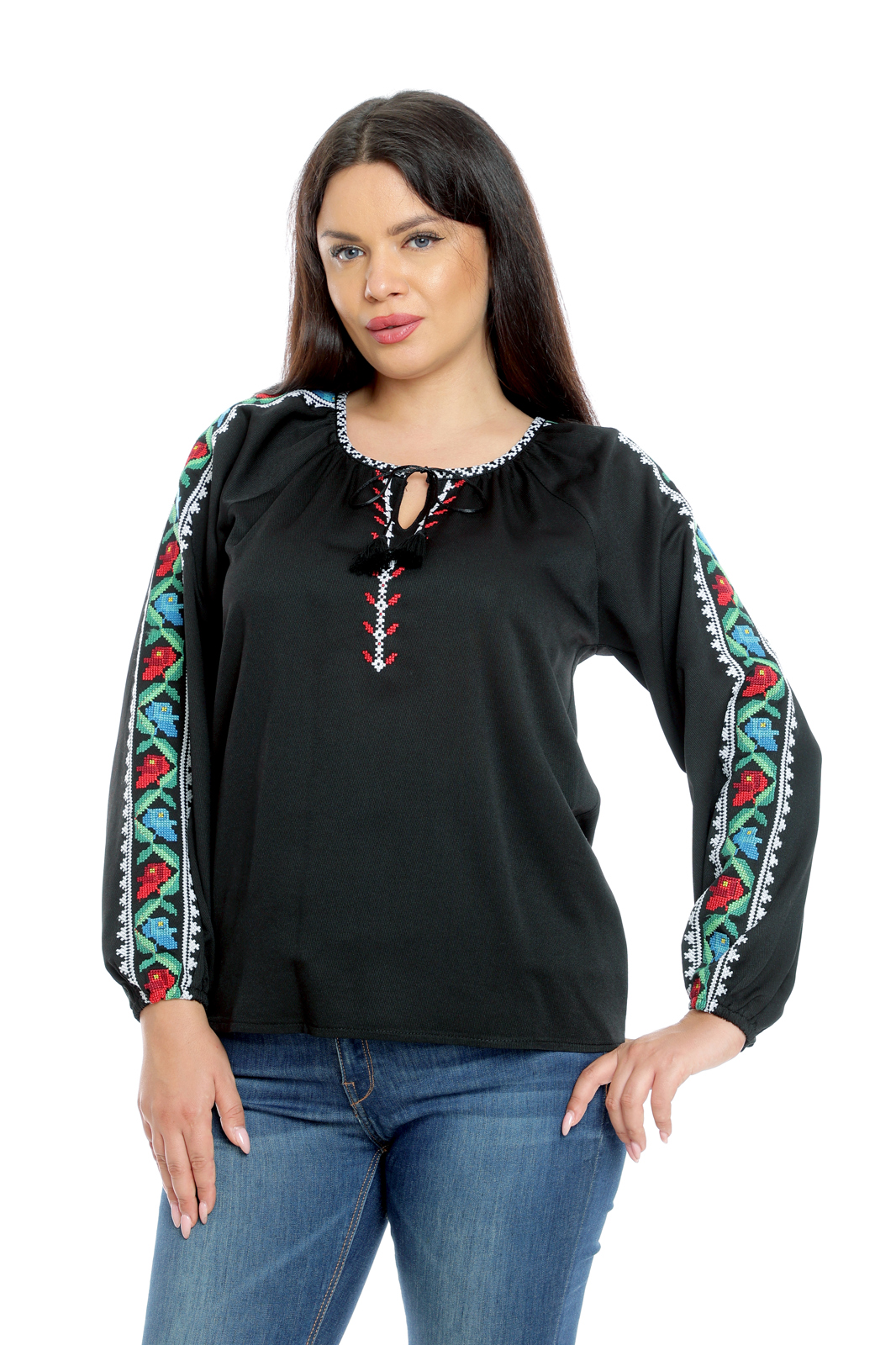 Poza produs Ie broderie dama DI22IE73 negru/floral traditional, Dress to Impress | marimea 36/38