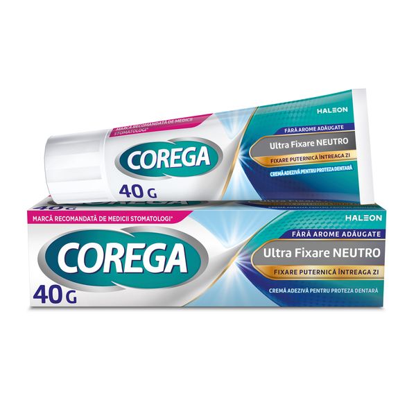 Poza produs Crema adeziva pentru proteza dentara Corega Ultra Fixare Neutro, Haleon | 40 g