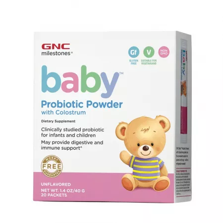 Poza produs Pulbere cu colostru Milestones Baby Microbiotic, GNC | 20 plicuri