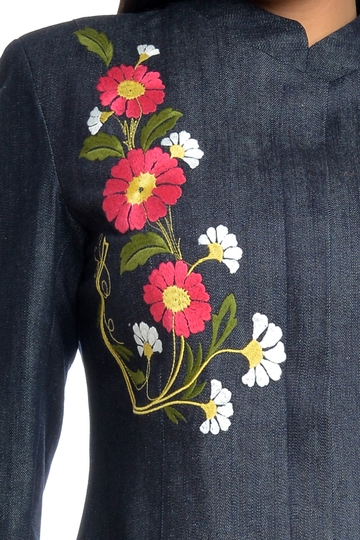 Poza produs Trenci dama brodat T02D denim/broderie florala, Dress to Impress | marimea 38