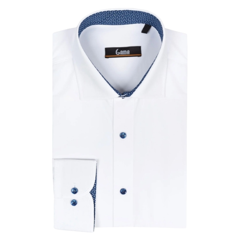 Camasa barbati GAM_1400 Slim Fit, alb/bleumarin microimprimeu, Gama | marimea 41/42