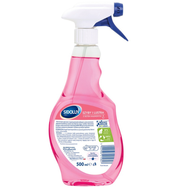 Poza produs Solutie curatare geamuri cu Otet de Zmeura Sidolux Crystal, Lakma | 500 ml
