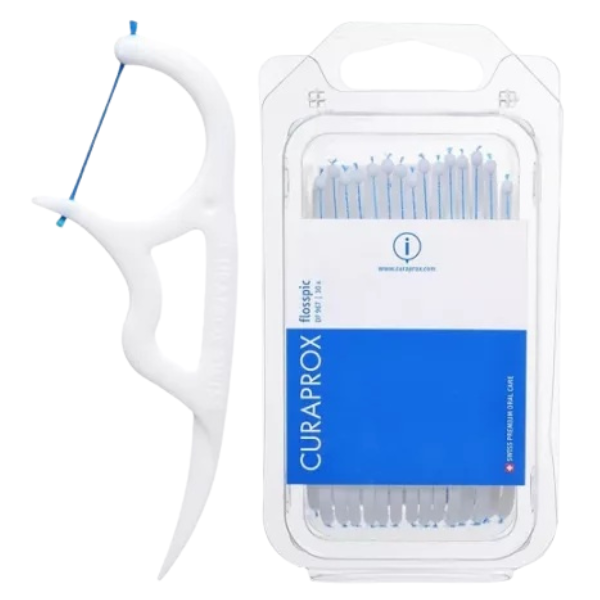 Poza produs Set suporturi scobitoare cu ata dentara, Curaprox | 30 bucati
