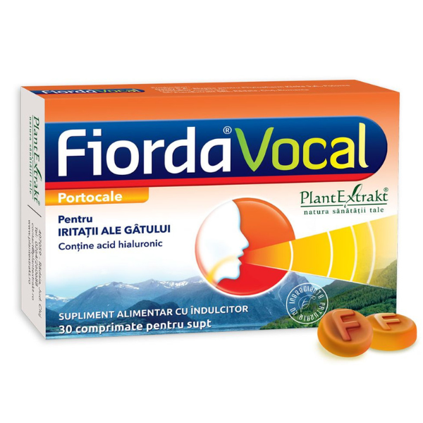 Poza produs Fiorda Vocal cu aroma de portocale, PlantExtrakt | 30 comprimate