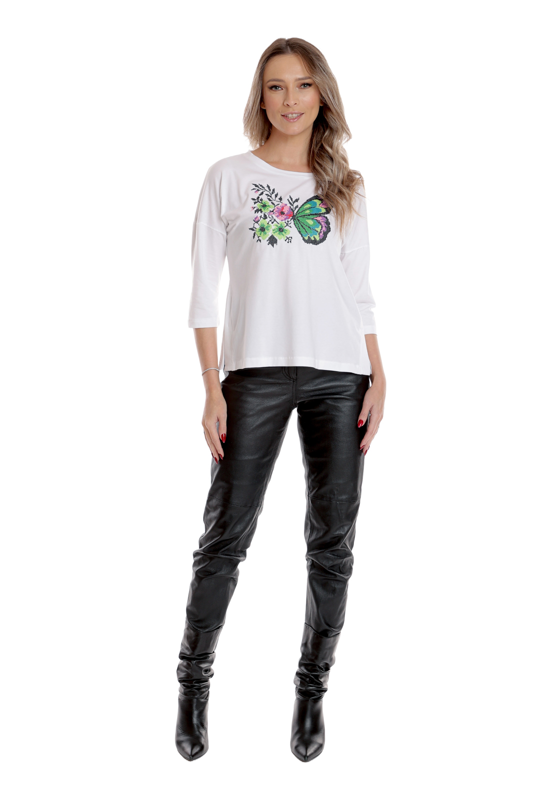 Poza produs Bluza broderie dama DI25BB06 alb butterfly, Dress to Impress | marimea 44/46