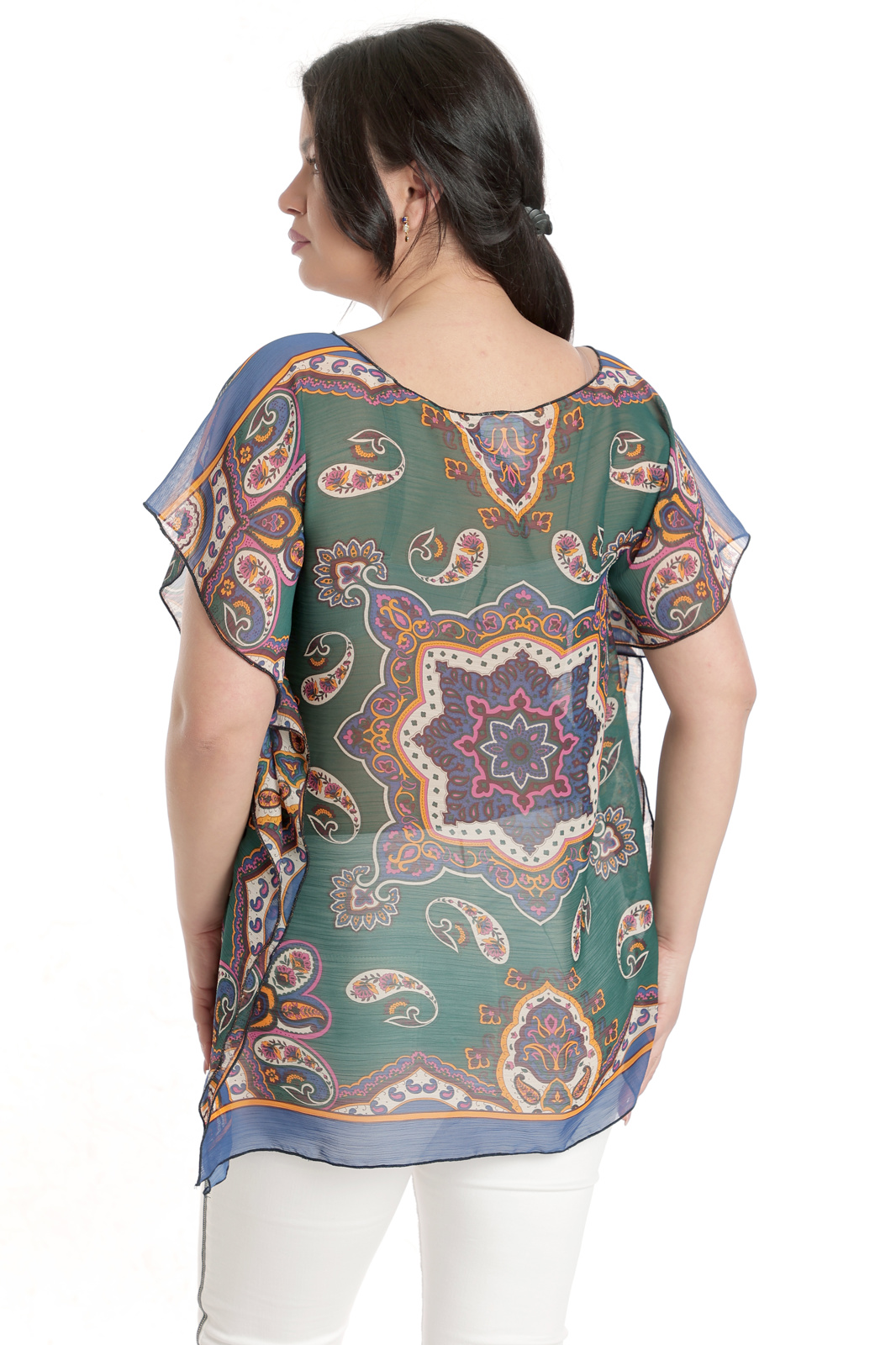 Poza produs Bluza dama voal CV23046 verde & albastru arabesc, Cesy | marimea L/XL