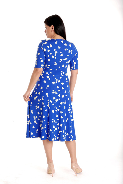 Poza produs Rochie decolteu CV23030 albastru levantica/inimioare, Cesy | marimea S