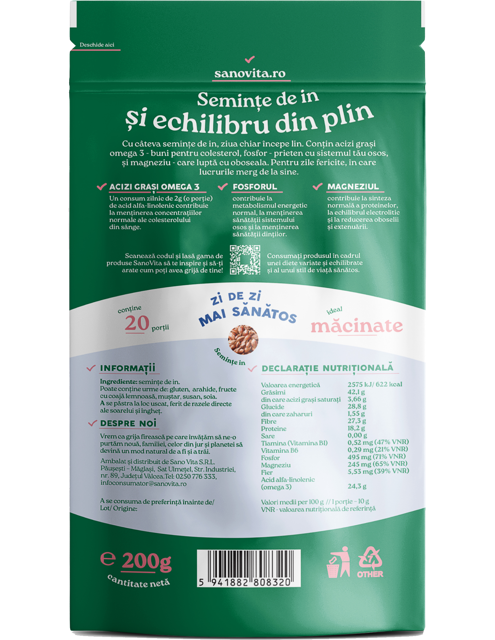 Poza produs Seminte de in, SanoVita | 200 g
