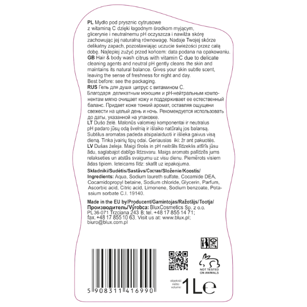 Poza produs Sampon si gel de dus cu Vitamina C Naturaphy, Blux | 1L
