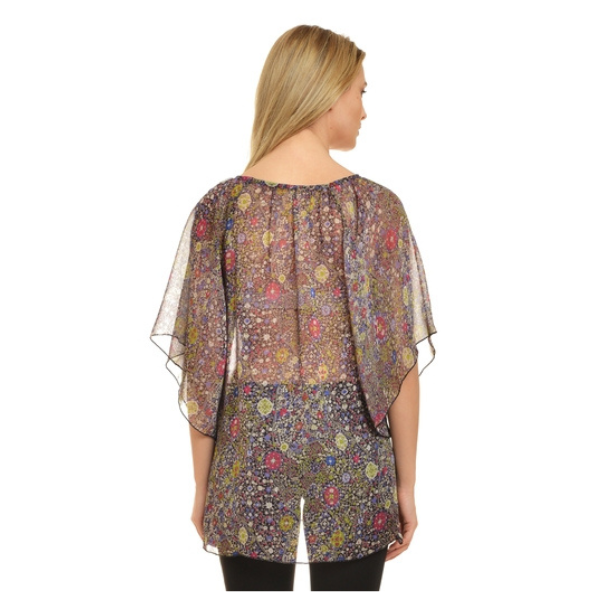 Bluza voal B385 negru/floral multicolor, Natalee | marimea S — poza produs 2/2