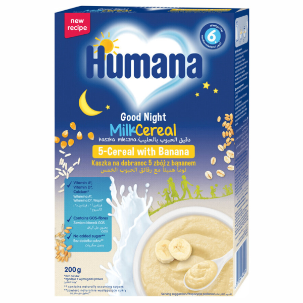 Poza produs Cereale Noapte Buna cu Lapte si Banane 6+ luni, Humana | 200 g