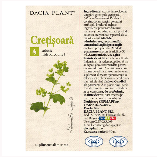 Poza produs Tinctura Cretisoara, Dacia Plant | 50 ml