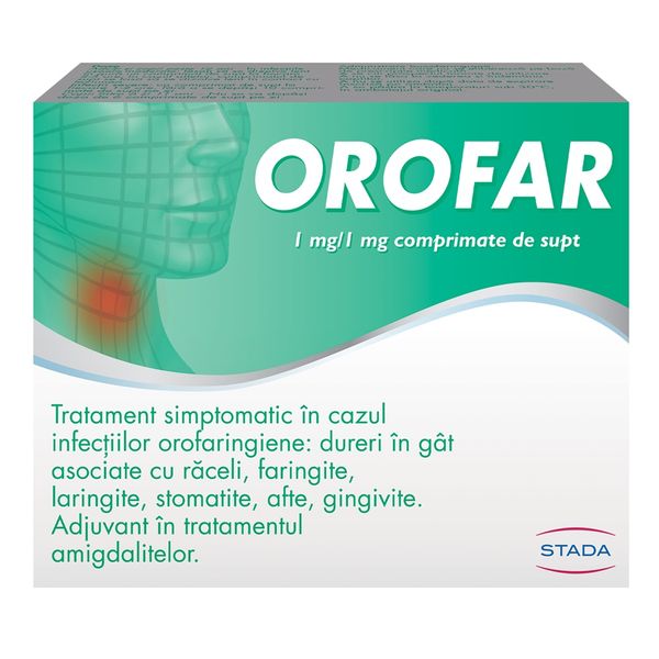 Poza produs Orofar 1 mg/1 mg, Stada | 24 comprimate de supt