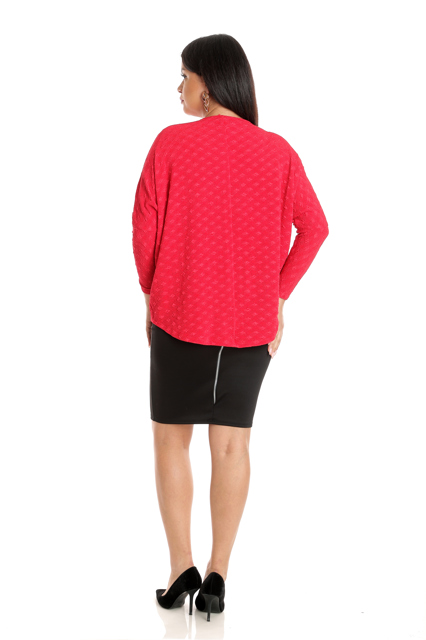 Poza produs Bluza chimono CI22084 rosu insertie model, Cesy | marimea S