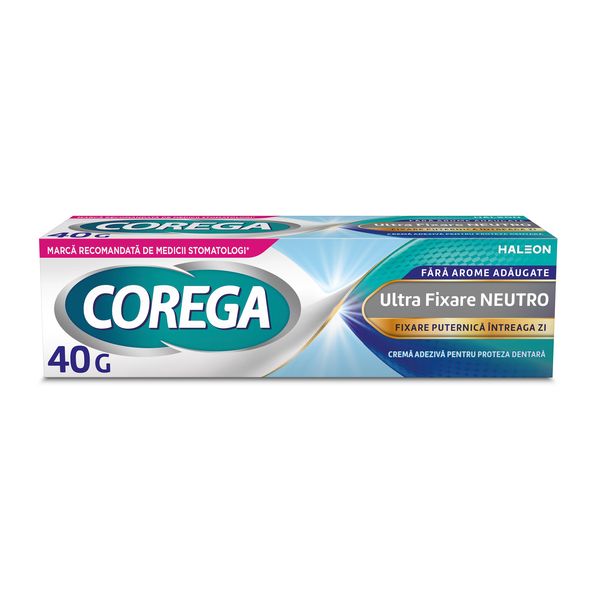 Poza produs Crema adeziva pentru proteza dentara Corega Ultra Fixare Neutro, Haleon | 40 g