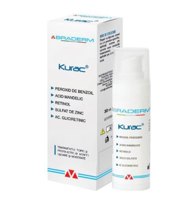 Poza produs Crema pentru tratamentul acneei Kurac, Braderm | 30 ml