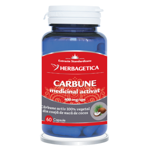 Poza produs Carbune medicinal activat, Herbagetica | 60 capsule