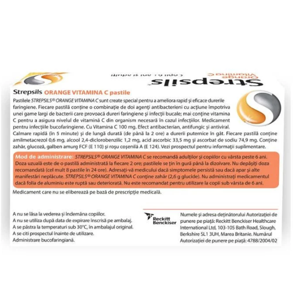 Poza produs Strepsils Orange Vitamina C, Reckitt Benckiser | 24 pastile